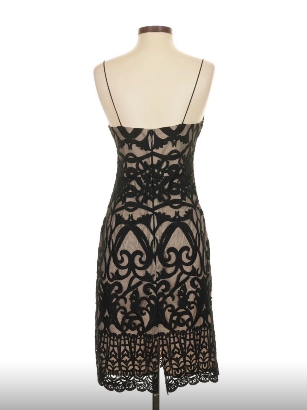 Black Lace Overlay Nude Slip Spaghetti Strap Dress - Picture 2 of 3
